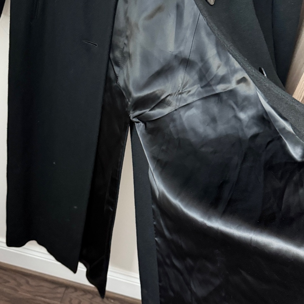 Vintage Saks Fifth Avenue Regency Pure Cashmere Elegant Black Long Coat Size 4 - Picture 9 of 14